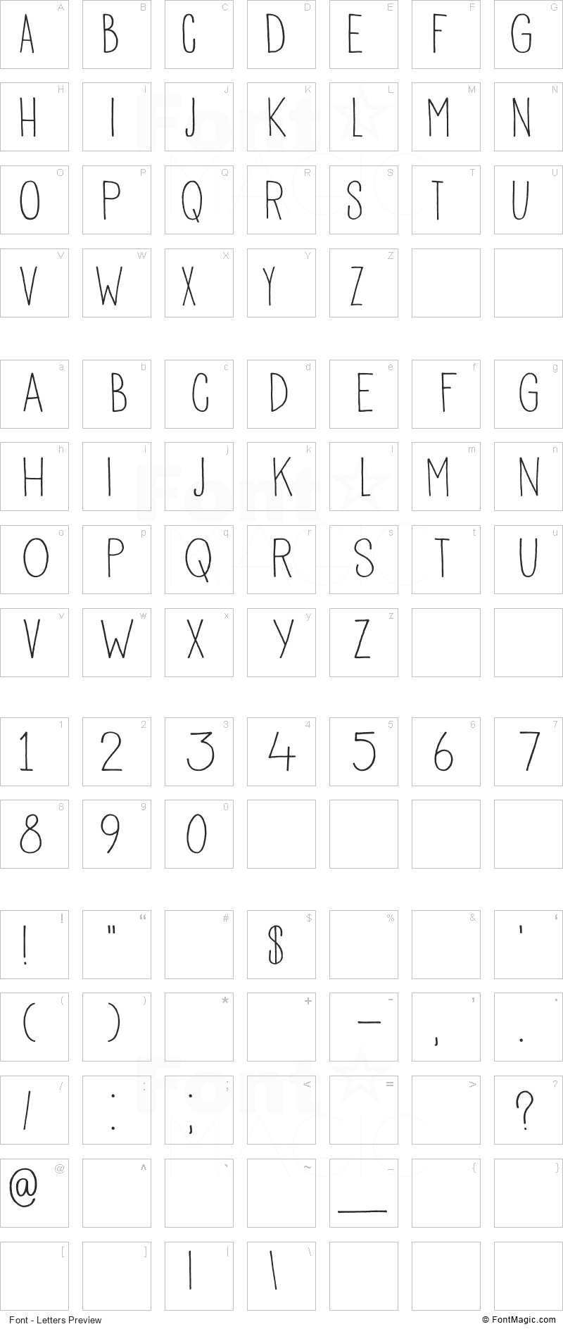 DK Pisang Font - All Latters Preview Chart